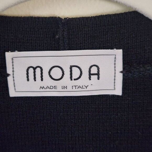 Moda Made In Italy Black Wool Blend Long Line V Neck Cardigan Sweater Size XL - Picture 6 of 7
